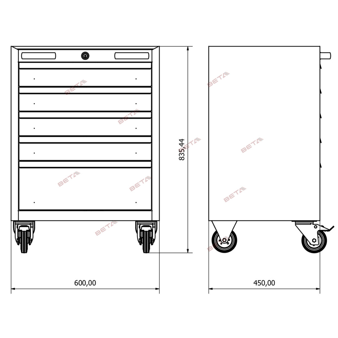 5 Drawer Tool Trolley