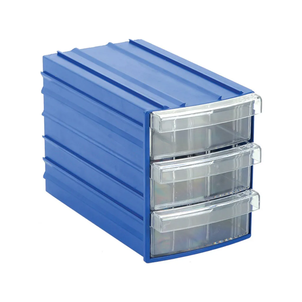 Plastic material box with 3 drawers