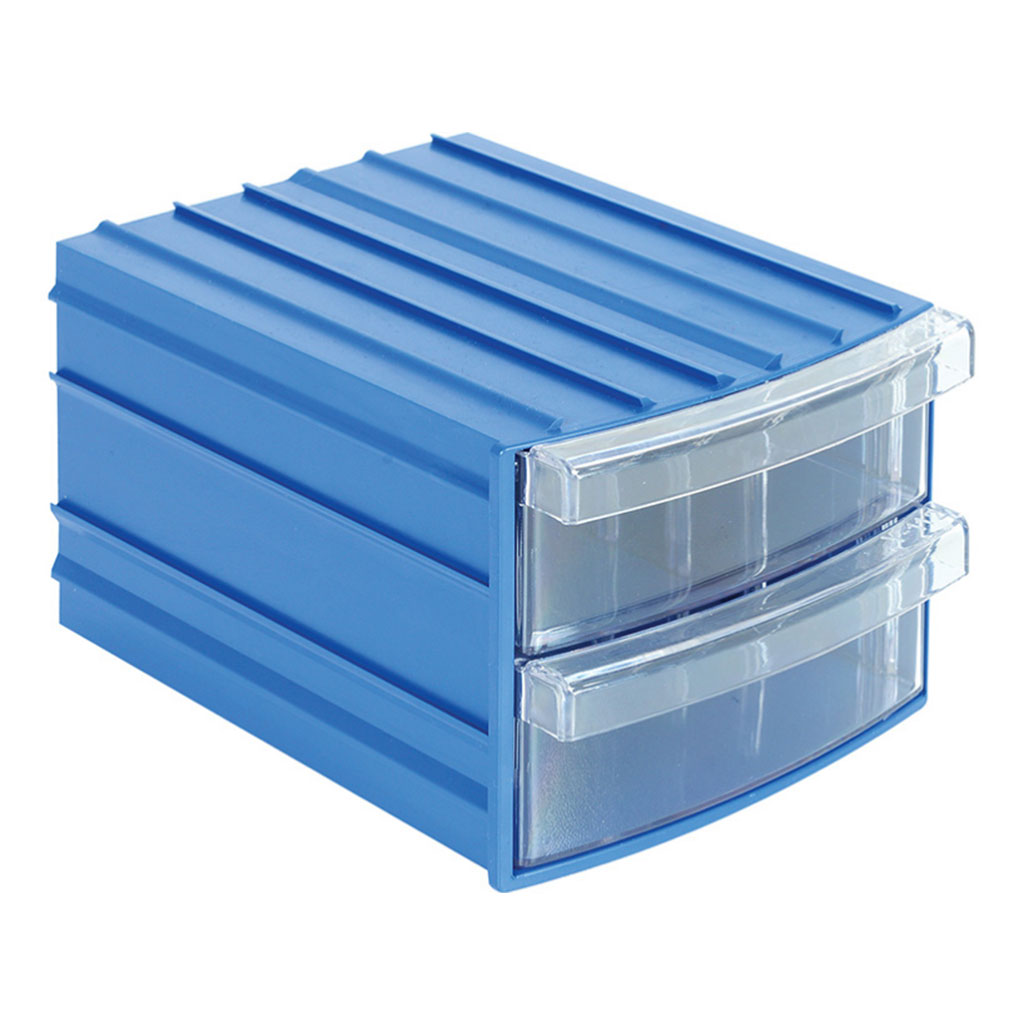 Plastic material box with 2 drawers