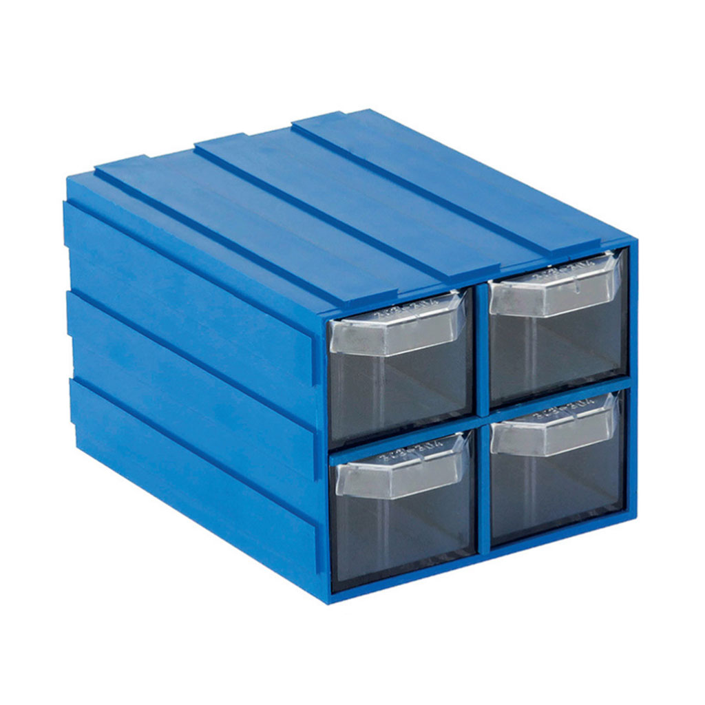 Plastic material box with 4 drawers