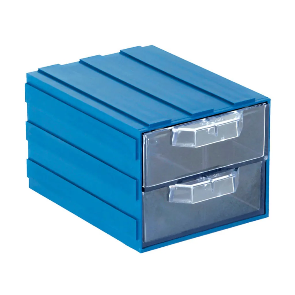 Plastic material box with 2 drawers