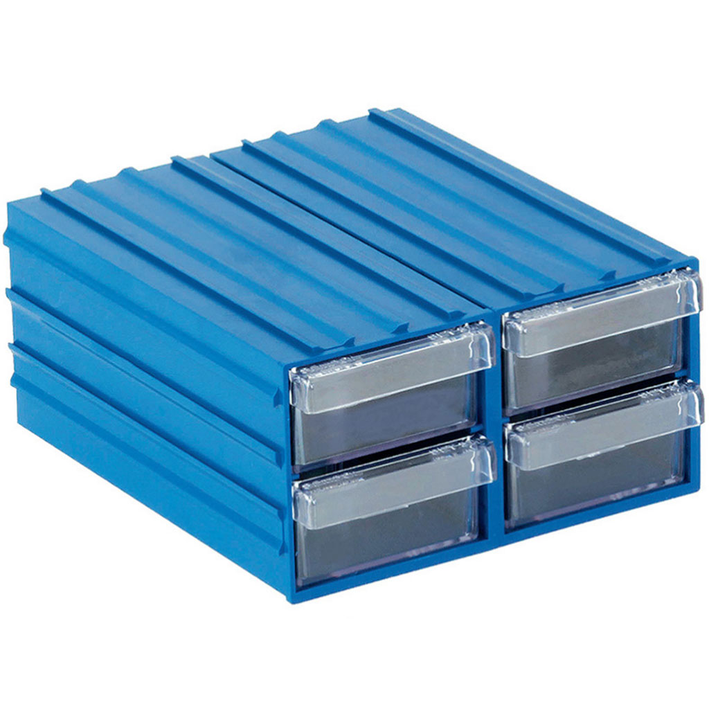 Plastic material box with 4 drawers