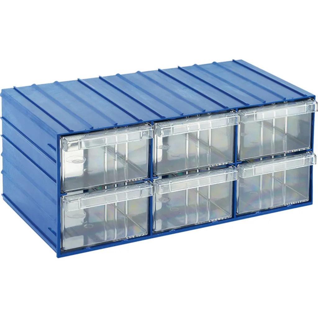 Plastic material box with 6 drawers