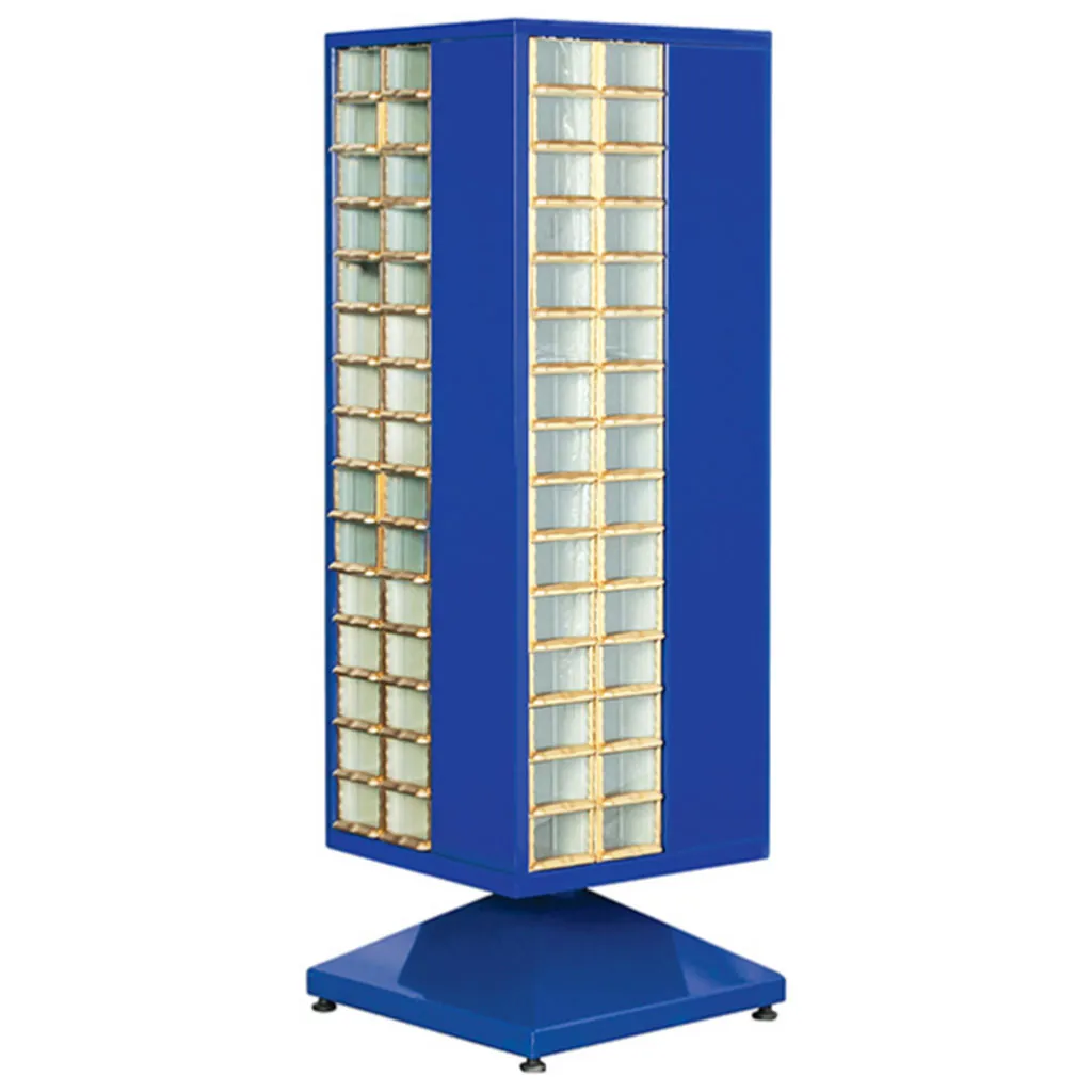 Revolving metal cabinet with plastic drawers