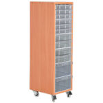 Plastik çekmeceli tekerlekli ahşap dolap