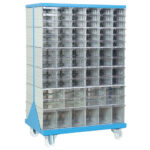 Plastik çekmeceli tekerlekli çift yönlü metal dolap