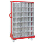 Plastik çekmeceli tekerlekli çift yönlü metal dolap