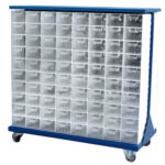 Plastik çekmeceli tekerlekli çift yönlü metal dolap