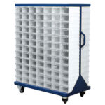 Plastik çekmeceli tekerlekli çift yönlü metal dolap