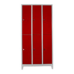 altılı personel soyunma dolabı gri kırmızı renk