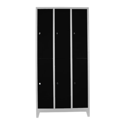 altılı personel soyunma dolabı gri siyah renk