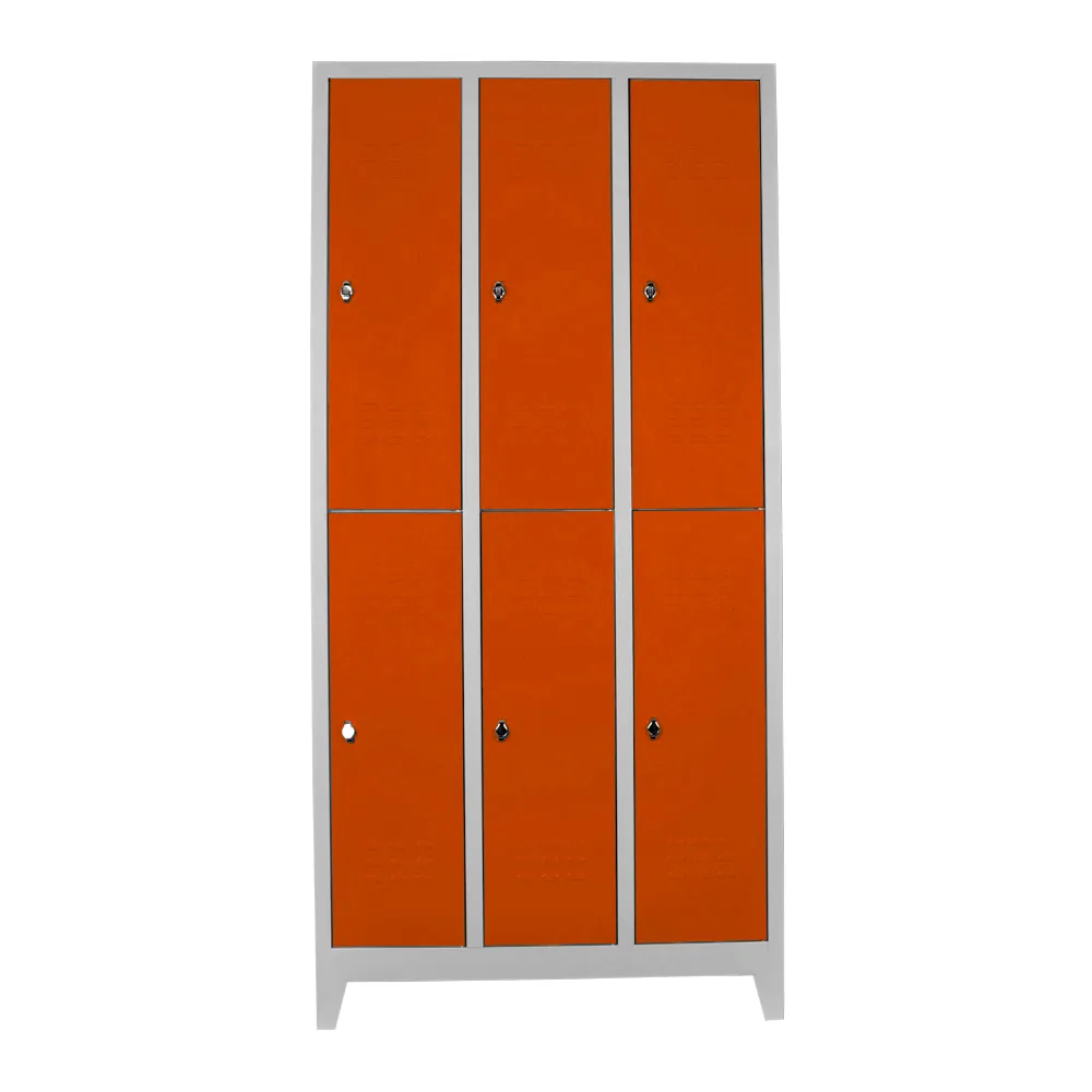 six staff locker gray orange color
