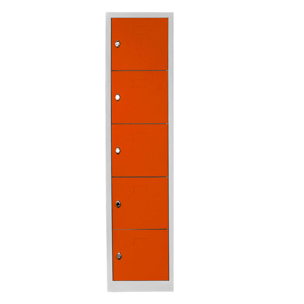 5 compartment student and teacher cabinet gray orange color
