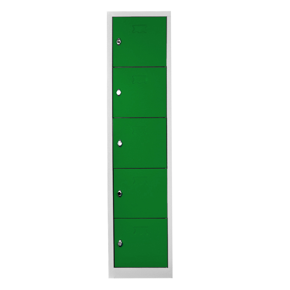 5 compartment student and teacher cabinet in gray green color