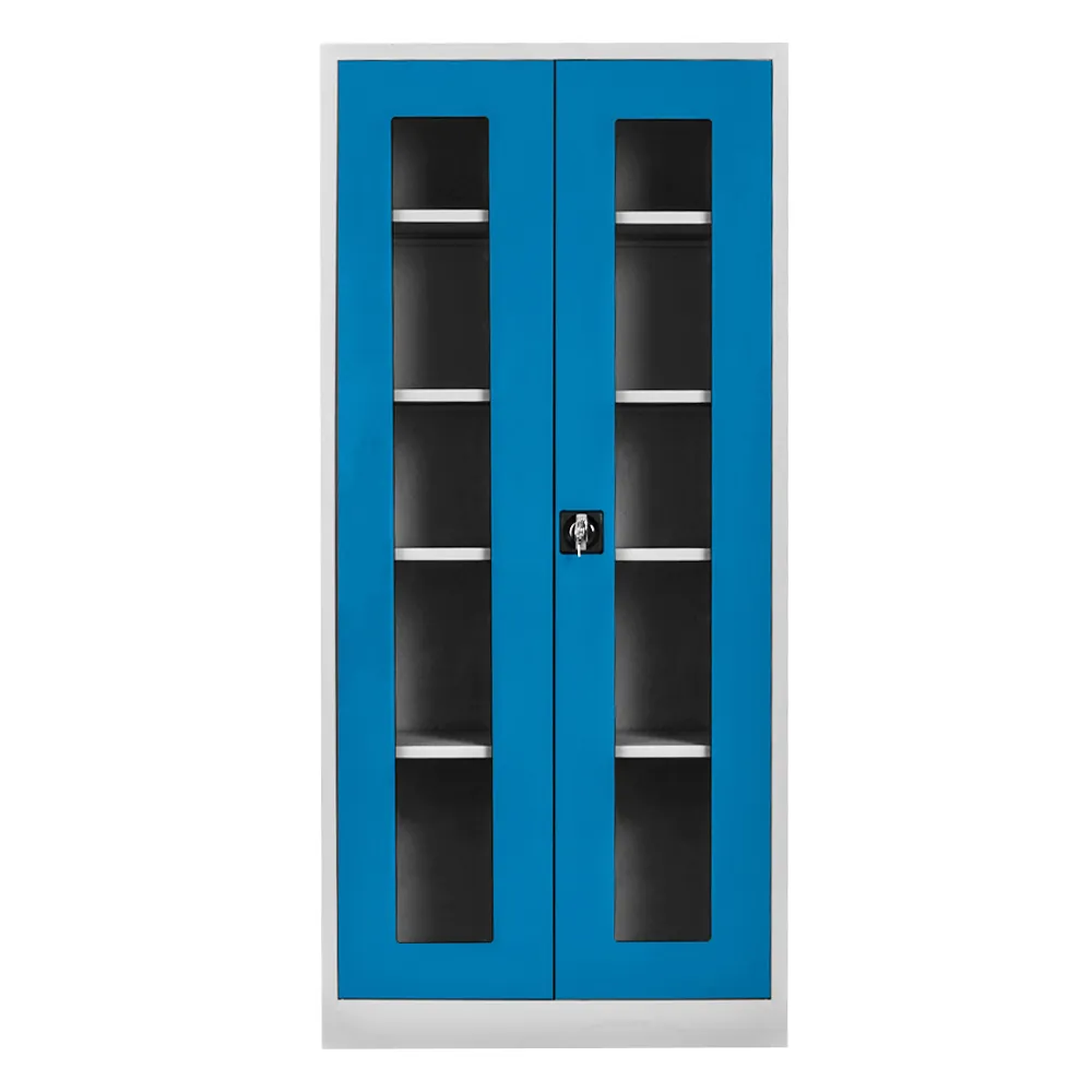 Glass file cabinet gray blue color