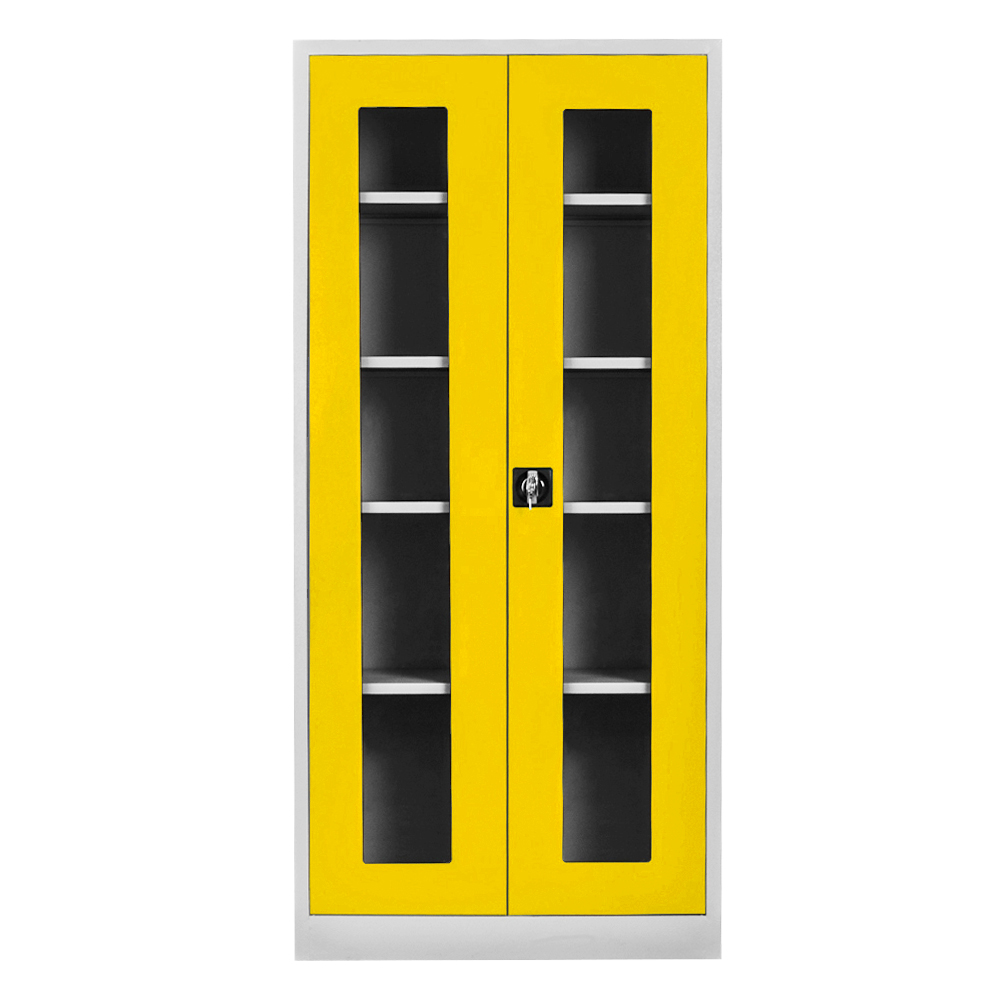 Glass file cabinet gray yellow color