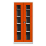 Camlı dosya dolabı gri turuncu renk