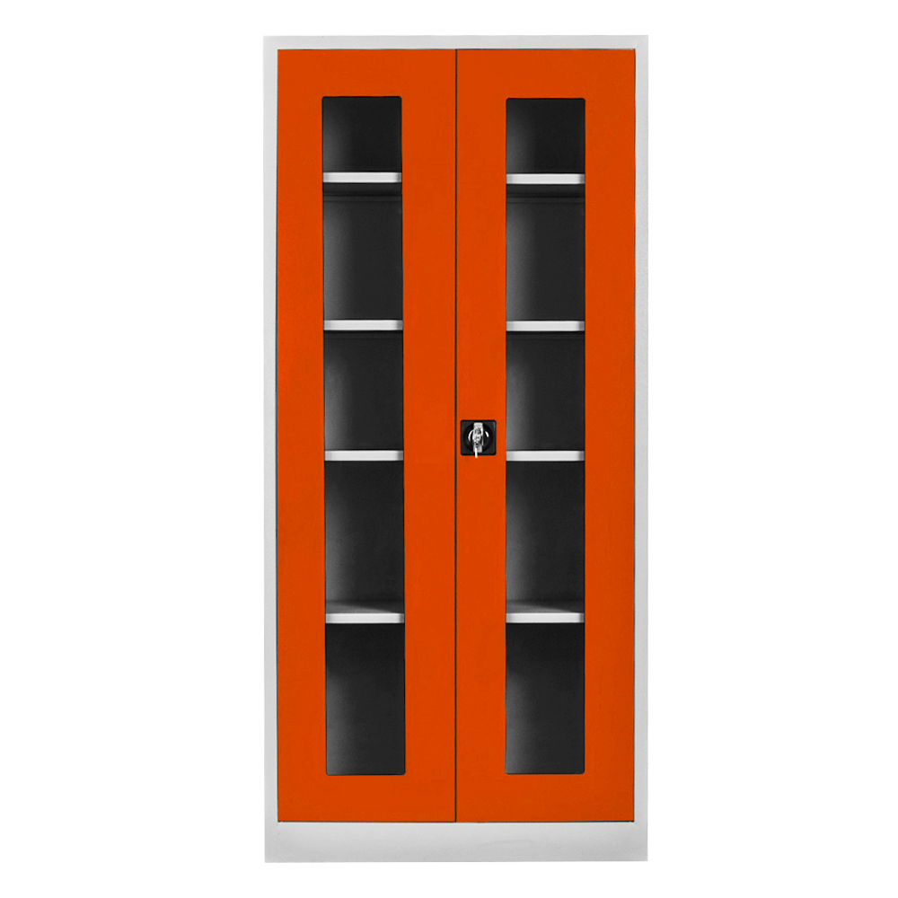 Glass file cabinet gray orange color