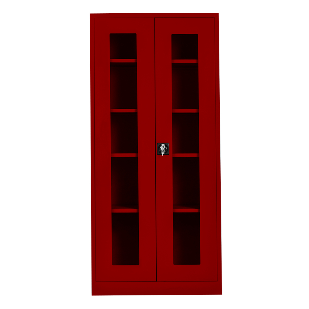 Glass file cabinet red color