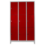 dokuzlu personel soyunma dolabı gri kırmızı renk