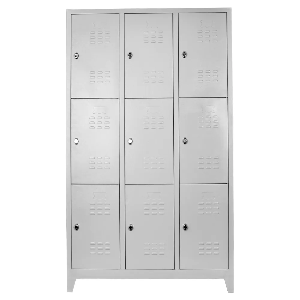 9-person personnel locker cabinet in gray color