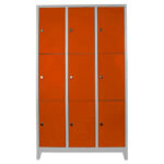 dokuzlu personel soyunma dolabı gri turuncu renk