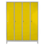 dörtlü bitişik personel soyunma dolabı gri sarı renk