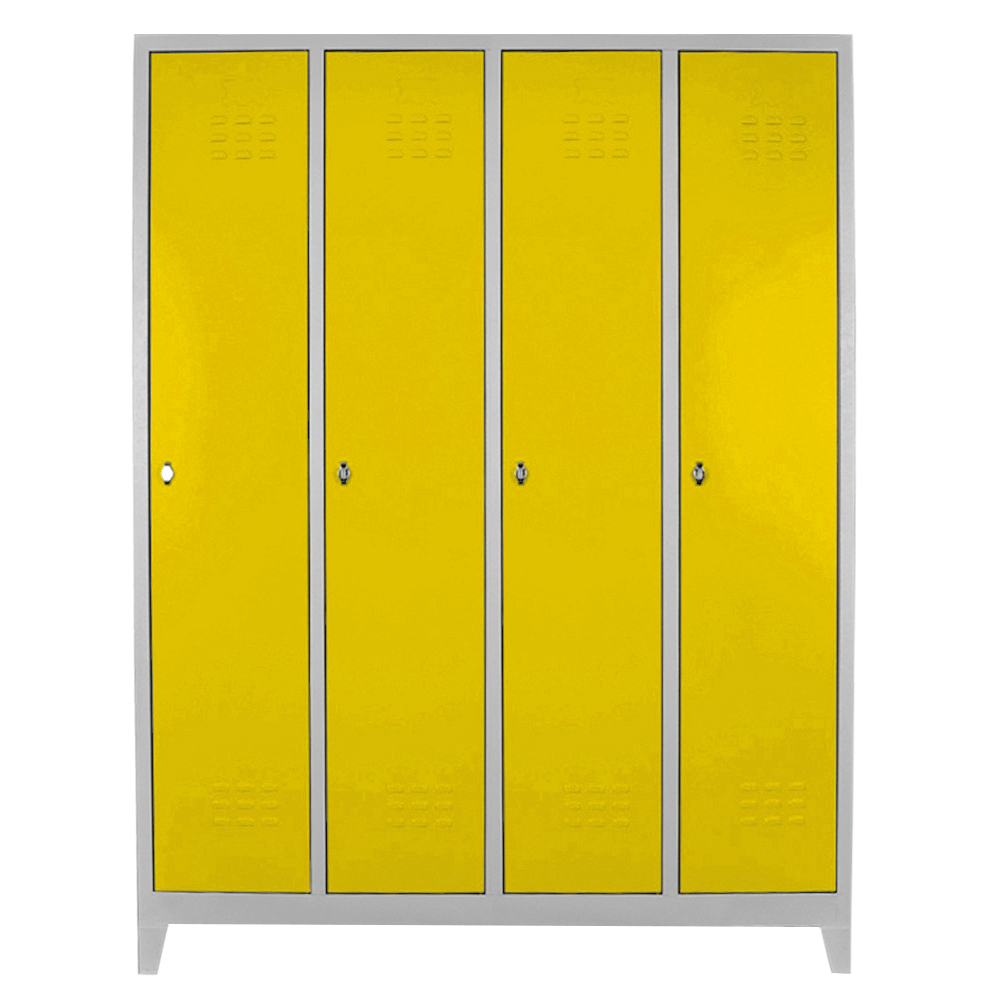 quadruple adjacent staff locker gray yellow color