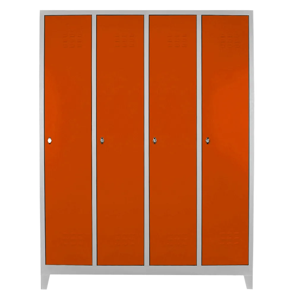 quadruple adjacent staff locker gray orange color