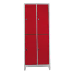 dörtlü personel soyunma dolabı gri kırmızı renk