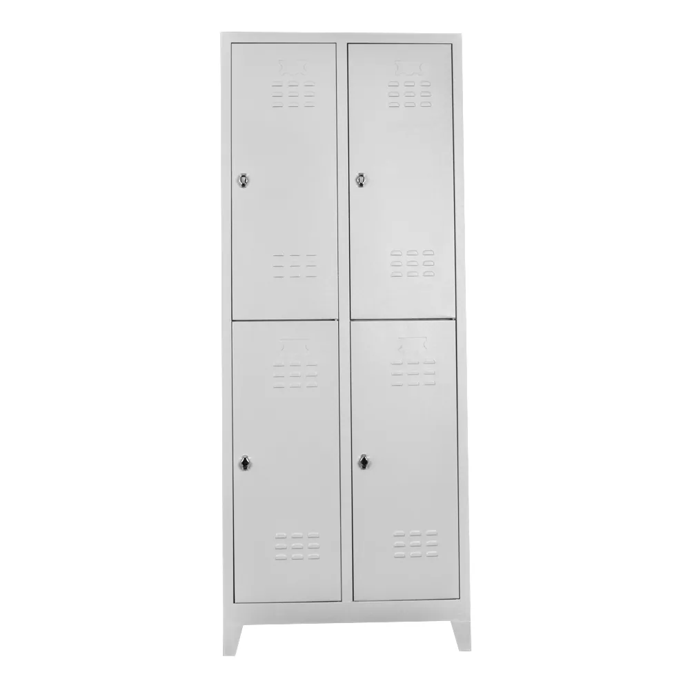 Quadruple personnel locker cabinet gray color