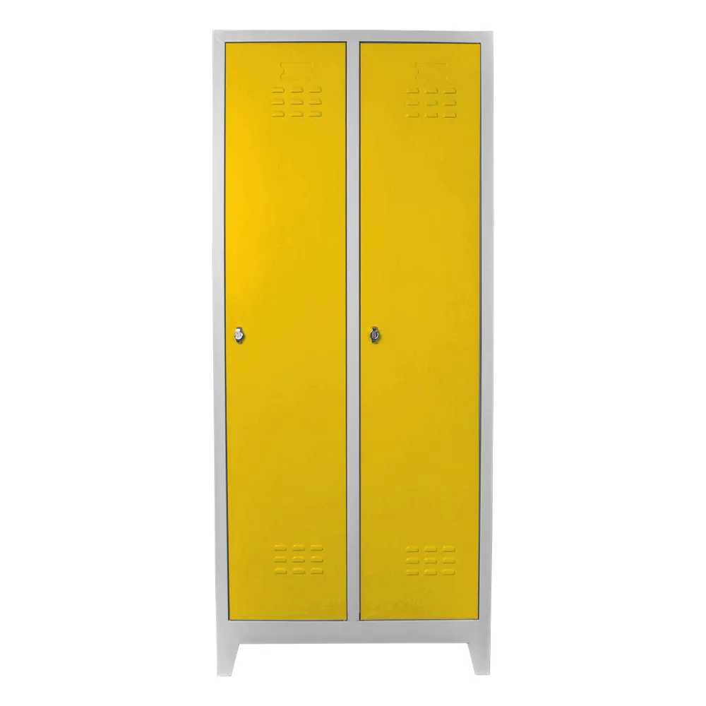 Double personnel locker cabinet gray yellow color