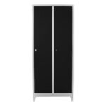 İkili personel soyunma dolabı gri siyah renk