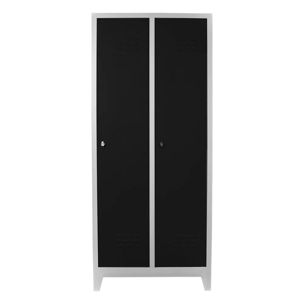 Double personnel locker cabinet gray black color