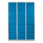 15 gözlü öğrenci ve öğretmen dolabı gri mavi renk