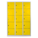 15 gözlü öğrenci ve öğretmen dolabı gri sarı renk