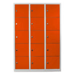 15 gözlü öğrenci ve öğretmen dolabı gri turuncu renk