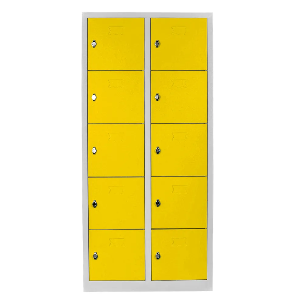 10 compartment student and teacher cabinet gray yellow color