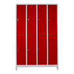 sekizli personel soyunma dolabı gri kırmızı renk