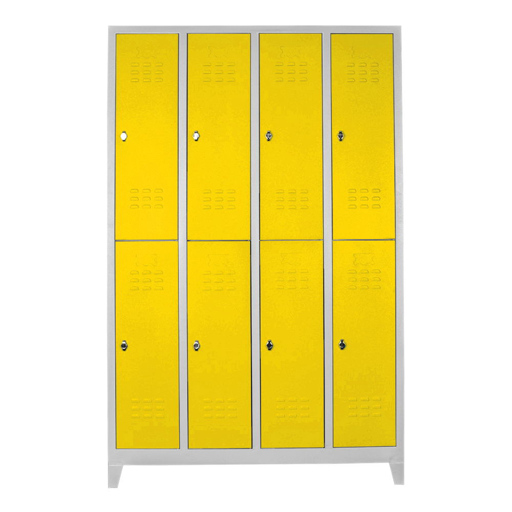 8-piece personnel locker cabinet gray yellow color
