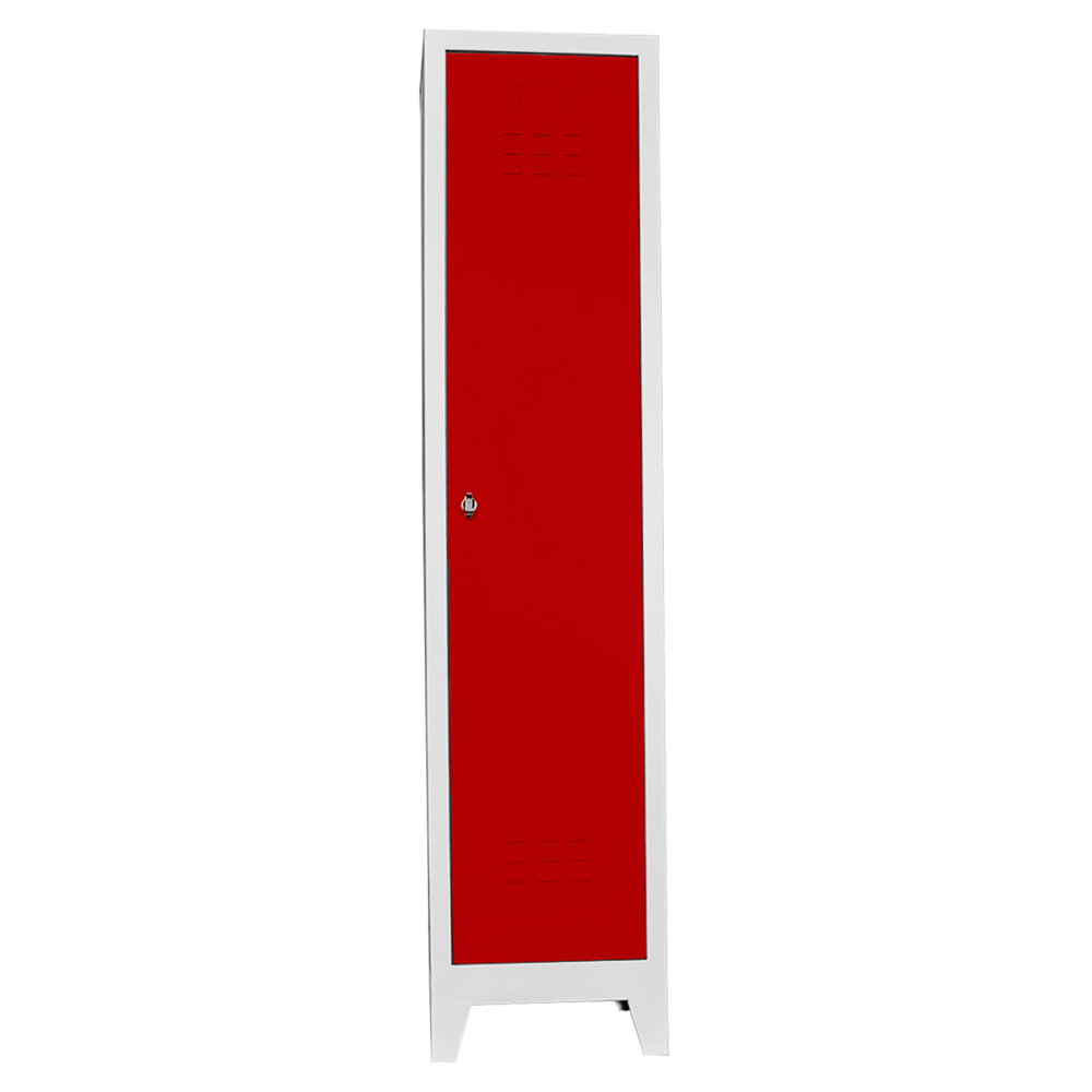 single personnel locker gray red color