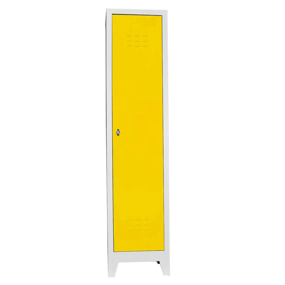 single personnel locker cabinet gray yellow color