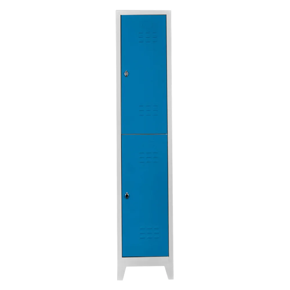 Single double door locker cabinet gray blue