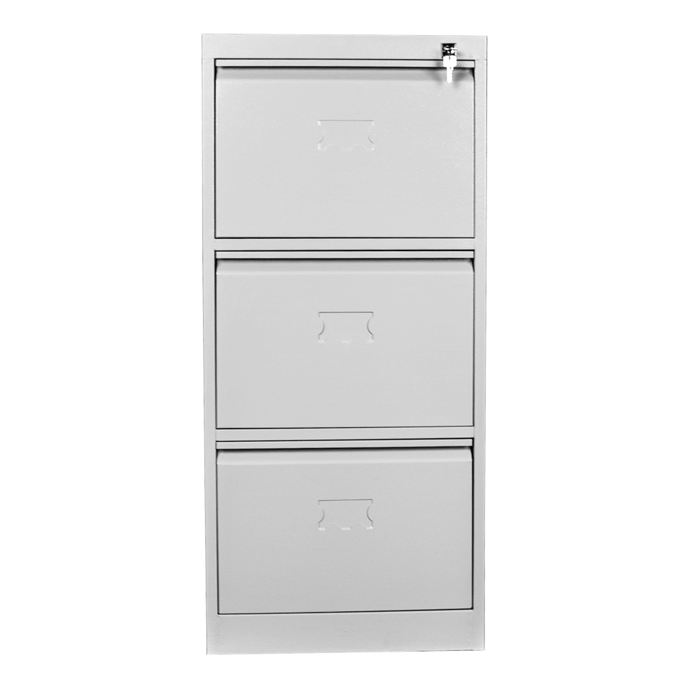 Three-drawer wheeled folder cabinet gray color