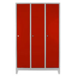 üçlü personel soyunma dolabı gri kırmızı renk