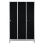 üçlü personel soyunma dolabı gri siyah renk